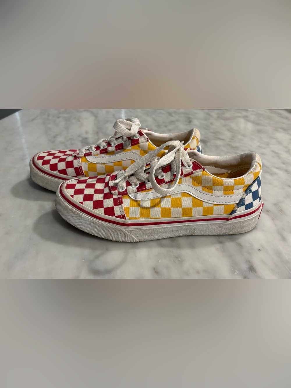 Vans Kids Checkerboard Low-Top Sneakers - Yellow & Red